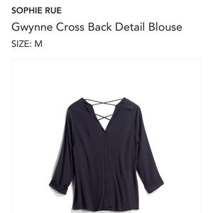 Sophie Rue Cross Back Detail Navy Blouse